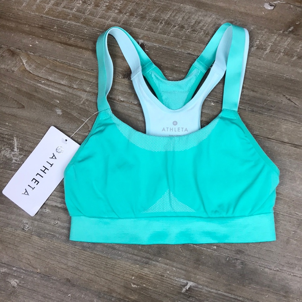 NWT Athleta seamless Double Under Sports Bra Mint